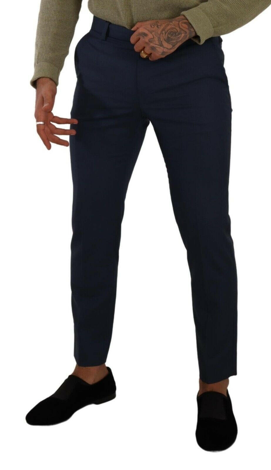 Dolce & Gabbana Dark Blue Wool Skinny Formal Dress Pants -   -  Dolce & Gabbana.
