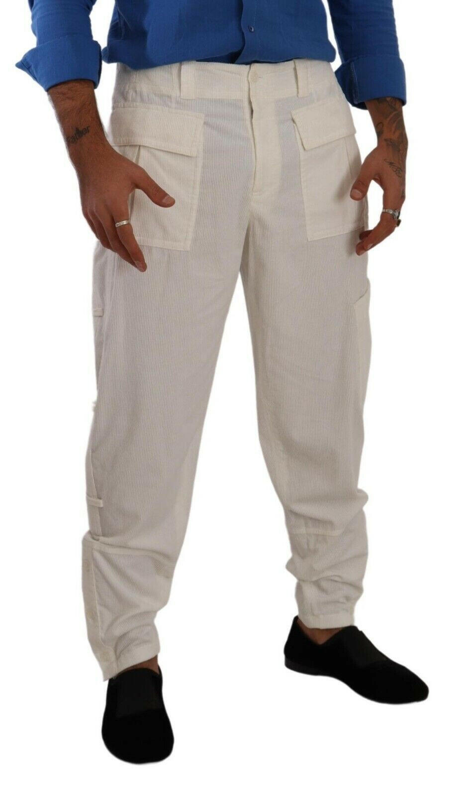 Dolce & Gabbana Off White Cotton Corduroy Cargo Pants -   -  Dolce & Gabbana.