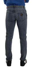 Dolce & Gabbana Blue Two Tone Tattered Cotton Slim Denim Jeans -   -  Dolce & Gabbana.