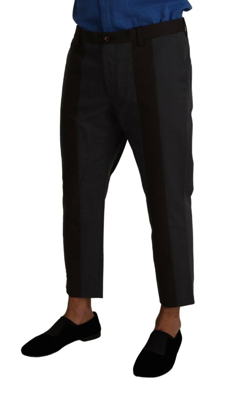 Dolce & Gabbana Gray Bordeaux Striped Cropped Trouser Pants -   -  Dolce & Gabbana.