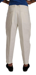 Dolce & Gabbana White Cotton Tapered Men Trouser Dress Pants -   -  Dolce & Gabbana.