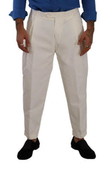 Dolce & Gabbana White Cotton Tapered Men Trouser Dress Pants -   -  Dolce & Gabbana.