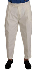 Dolce & Gabbana White Cotton Tapered Men Trouser Dress Pants -   -  Dolce & Gabbana.