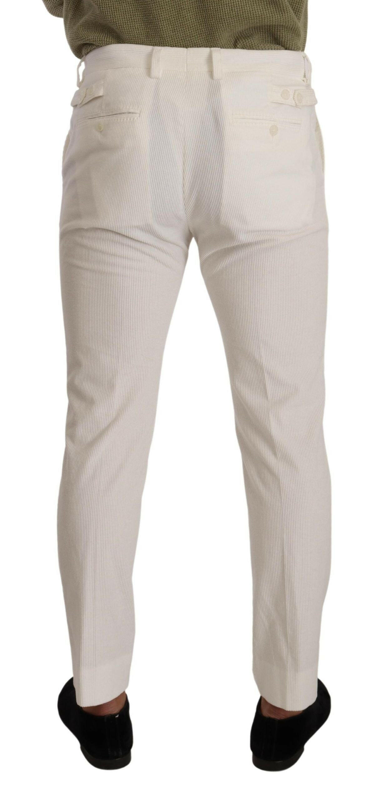 Dolce & Gabbana White Cotton Skinny Corduroy Trouser Pants -   -  Dolce & Gabbana.
