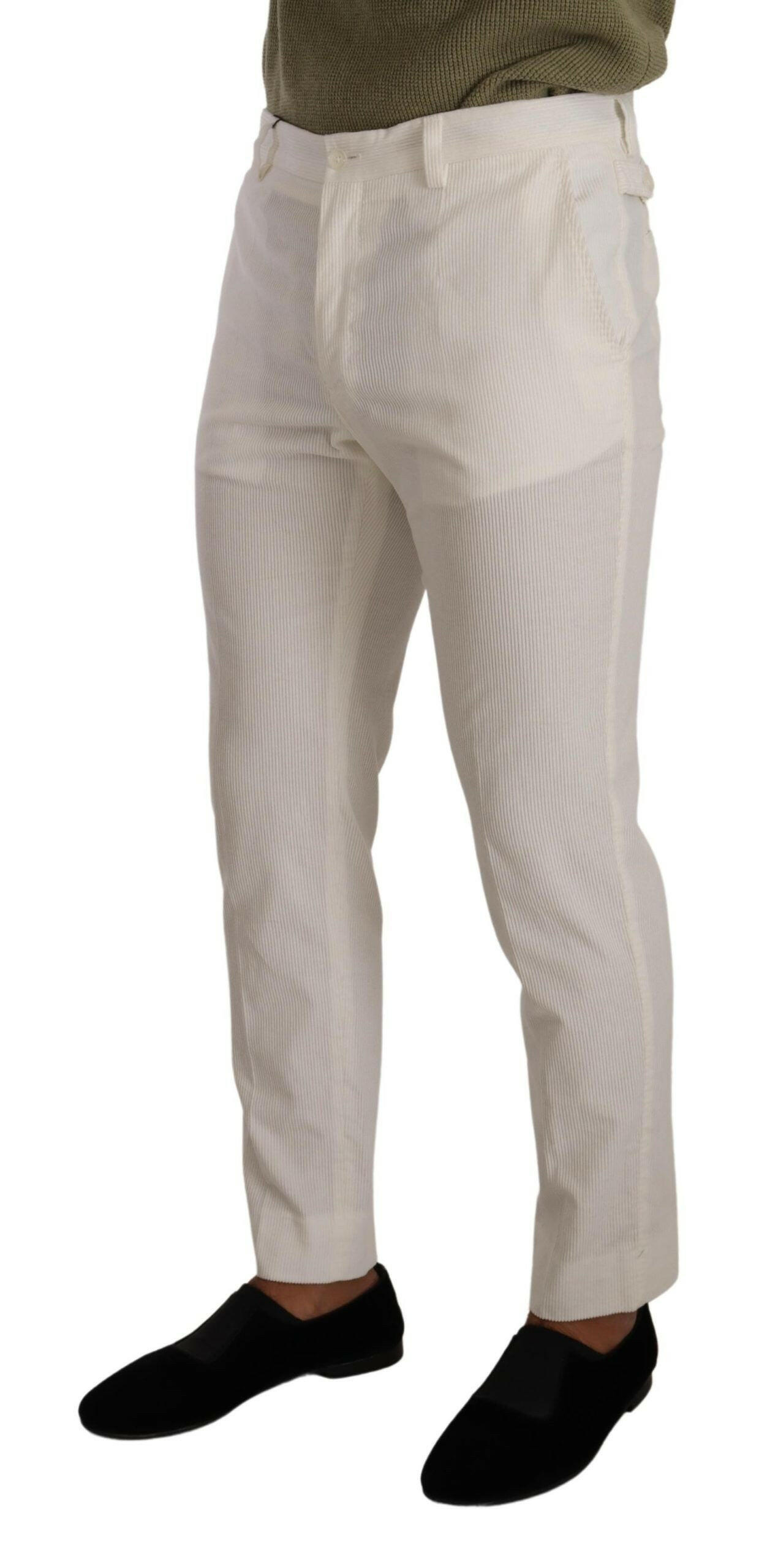 Dolce & Gabbana White Cotton Skinny Corduroy Trouser Pants -   -  Dolce & Gabbana.