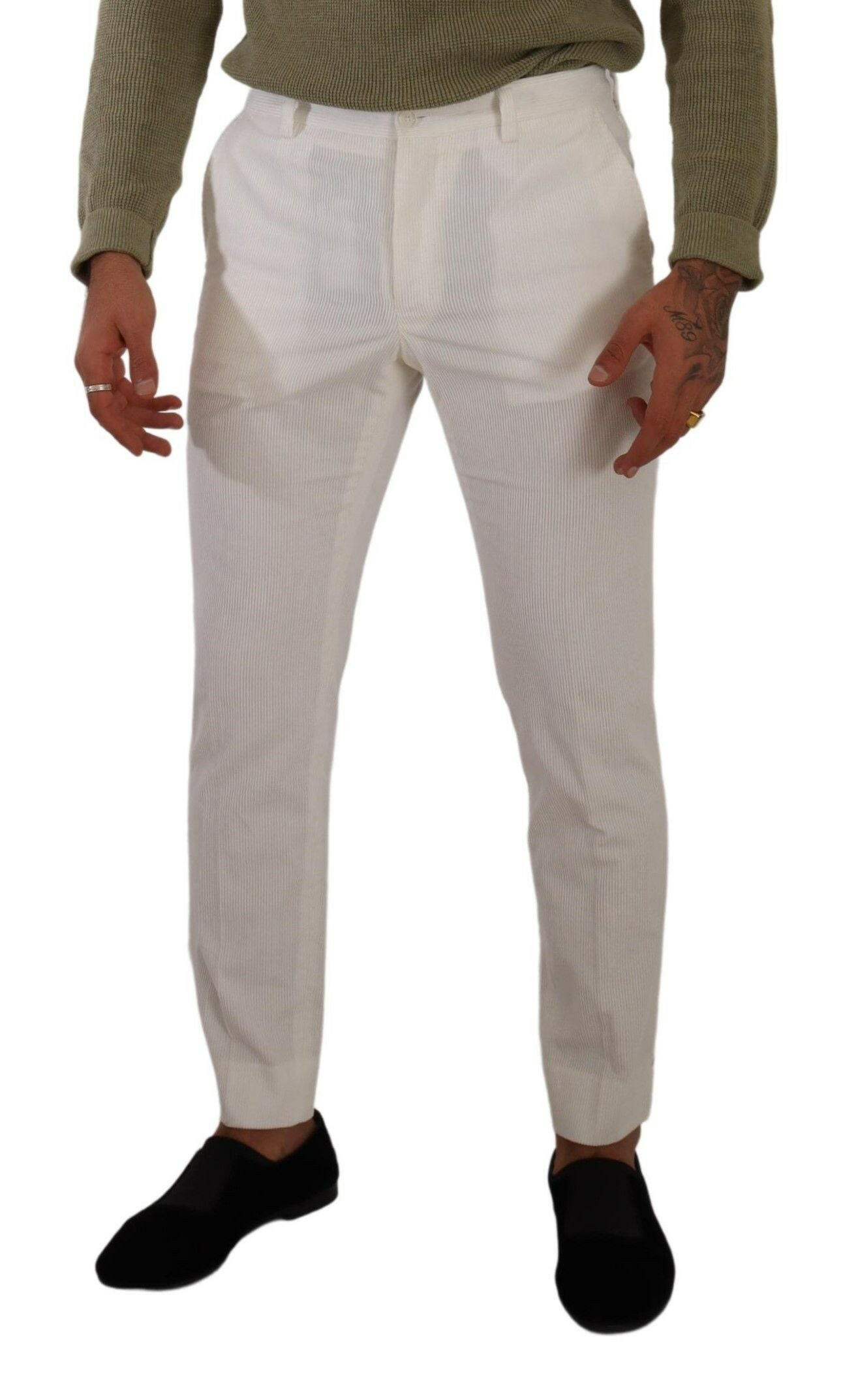 Dolce & Gabbana White Cotton Skinny Corduroy Trouser Pants -   -  Dolce & Gabbana.