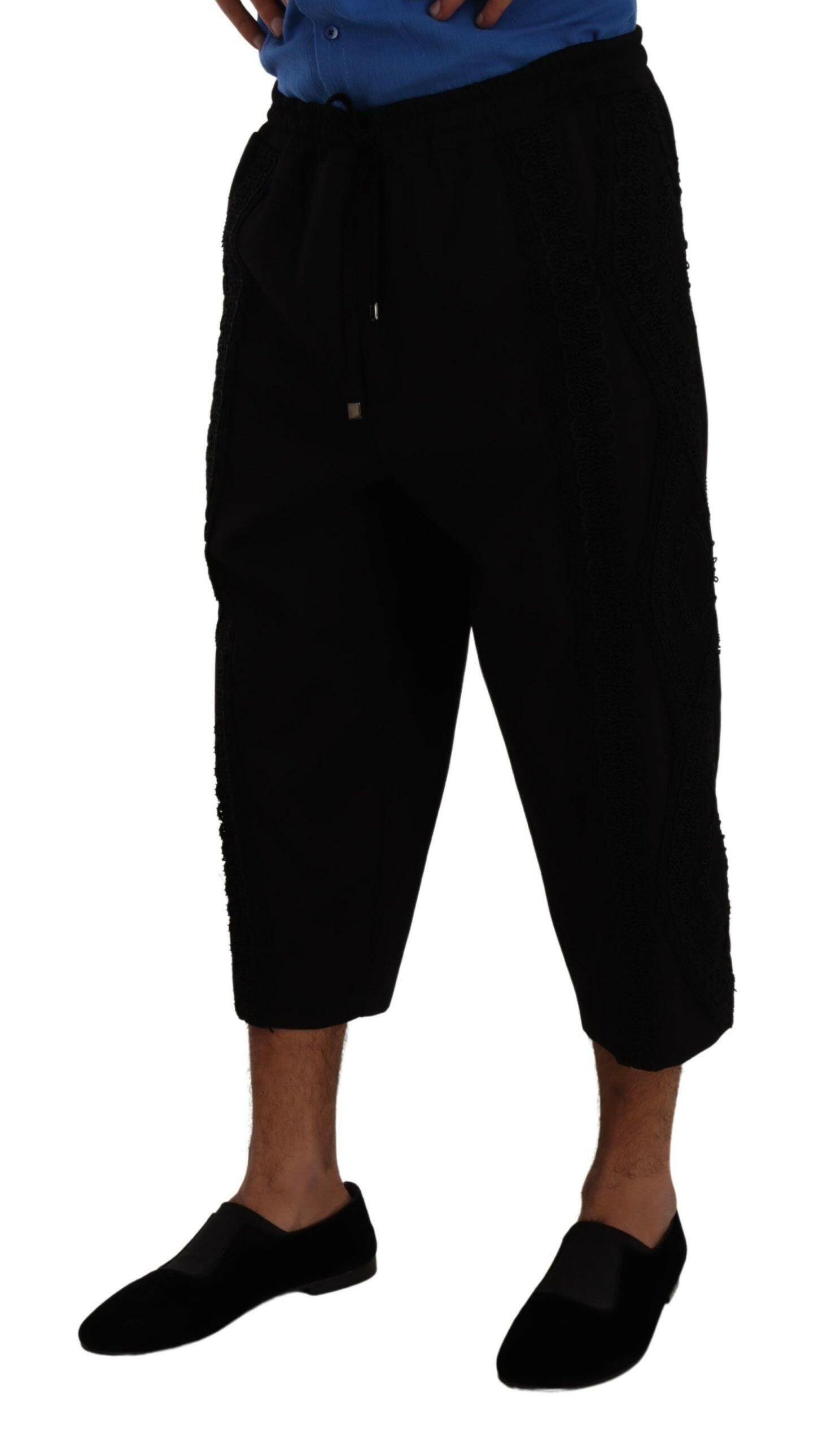 Dolce & Gabbana Black Cotton Torero Sweatpants Shorts Pants -   -  Dolce & Gabbana.