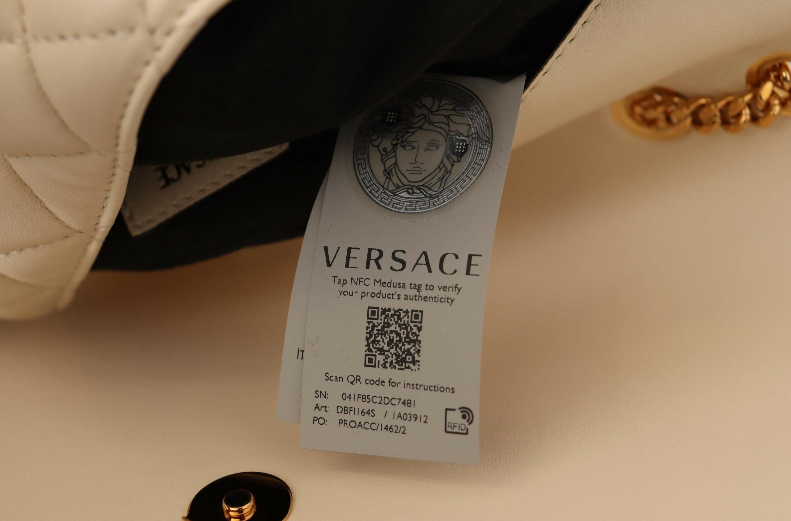 Versace Elegant White Nappa Leather Shoulder Bag -  Luxury Shoulder Bag for Women -  Versace.