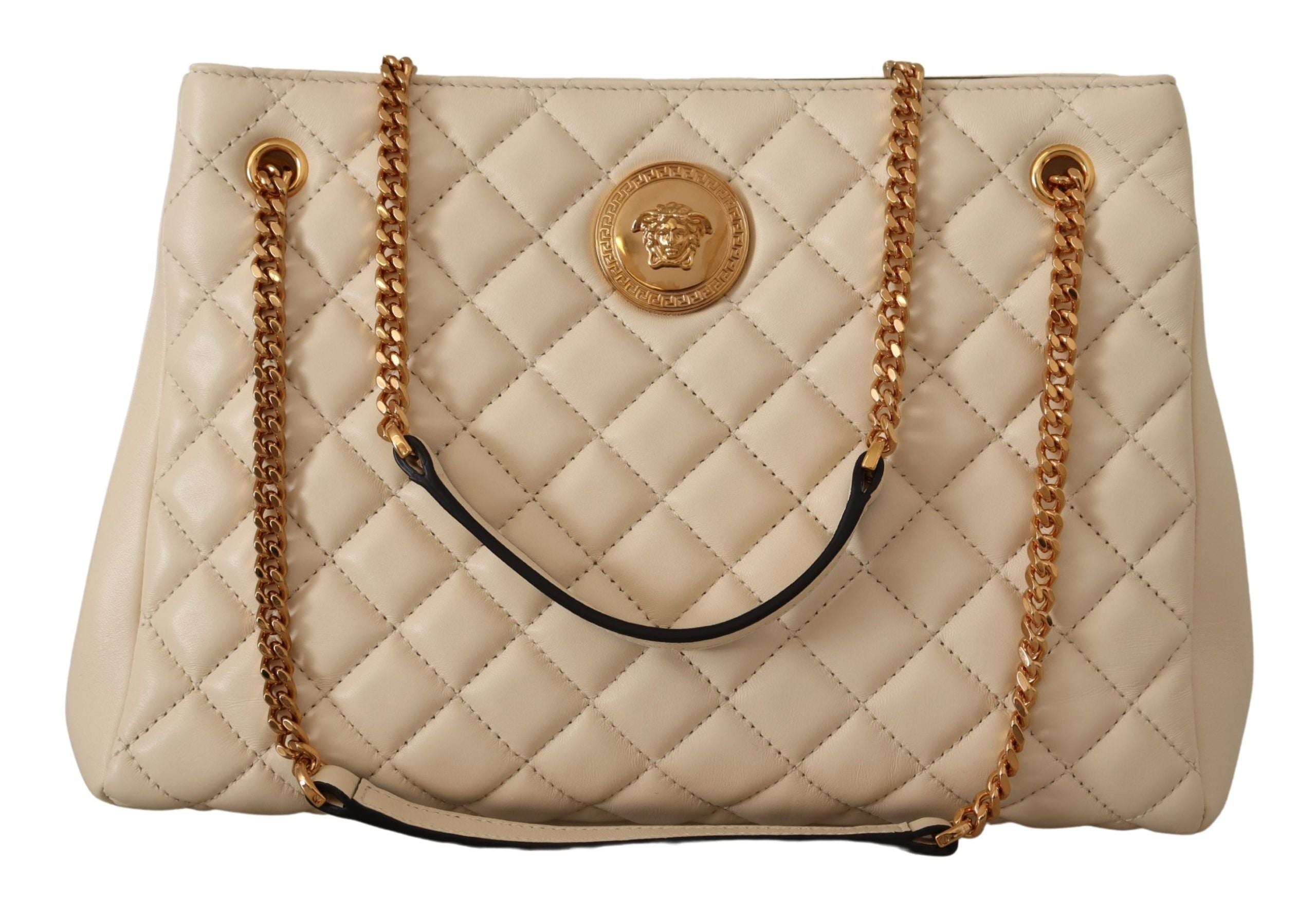 Versace Elegant Quilted Nappa Leather Tote -  Luxury Shopper Bag for Women -  Versace.