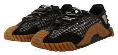 Dolce & Gabbana Black White Fabric Lace Up NS1 Sneakers -   -  Dolce & Gabbana.