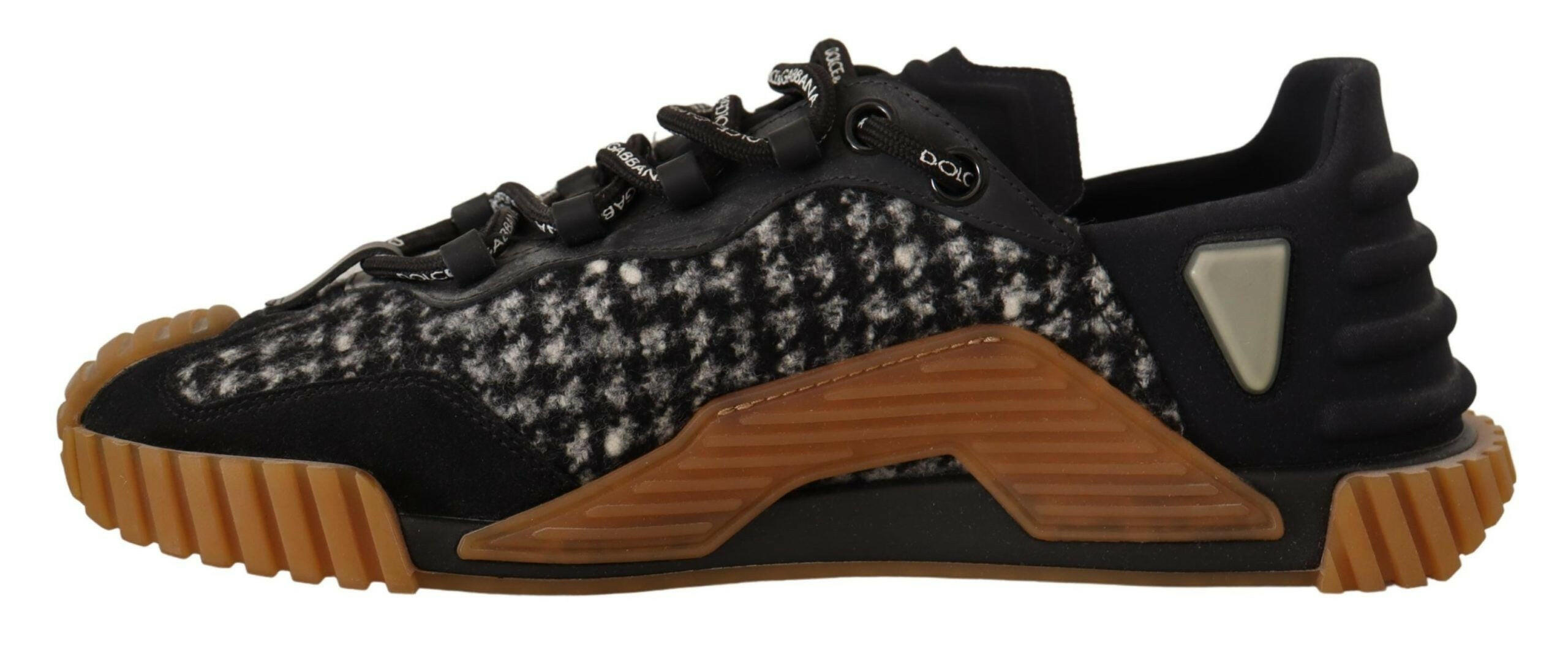 Dolce & Gabbana Black White Fabric Lace Up NS1 Sneakers -   -  Dolce & Gabbana.