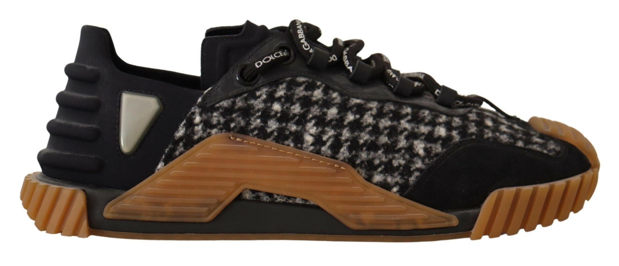 Dolce & Gabbana Black White Fabric Lace Up NS1 Sneakers -   -  Dolce & Gabbana.