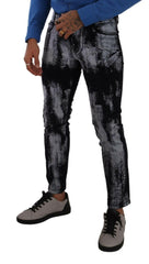 Dolce & Gabbana Blue White Dye Skinny Denim Men Jeans -   -  Dolce & Gabbana.