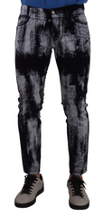 Dolce & Gabbana Blue White Dye Skinny Denim Men Jeans -   -  Dolce & Gabbana.