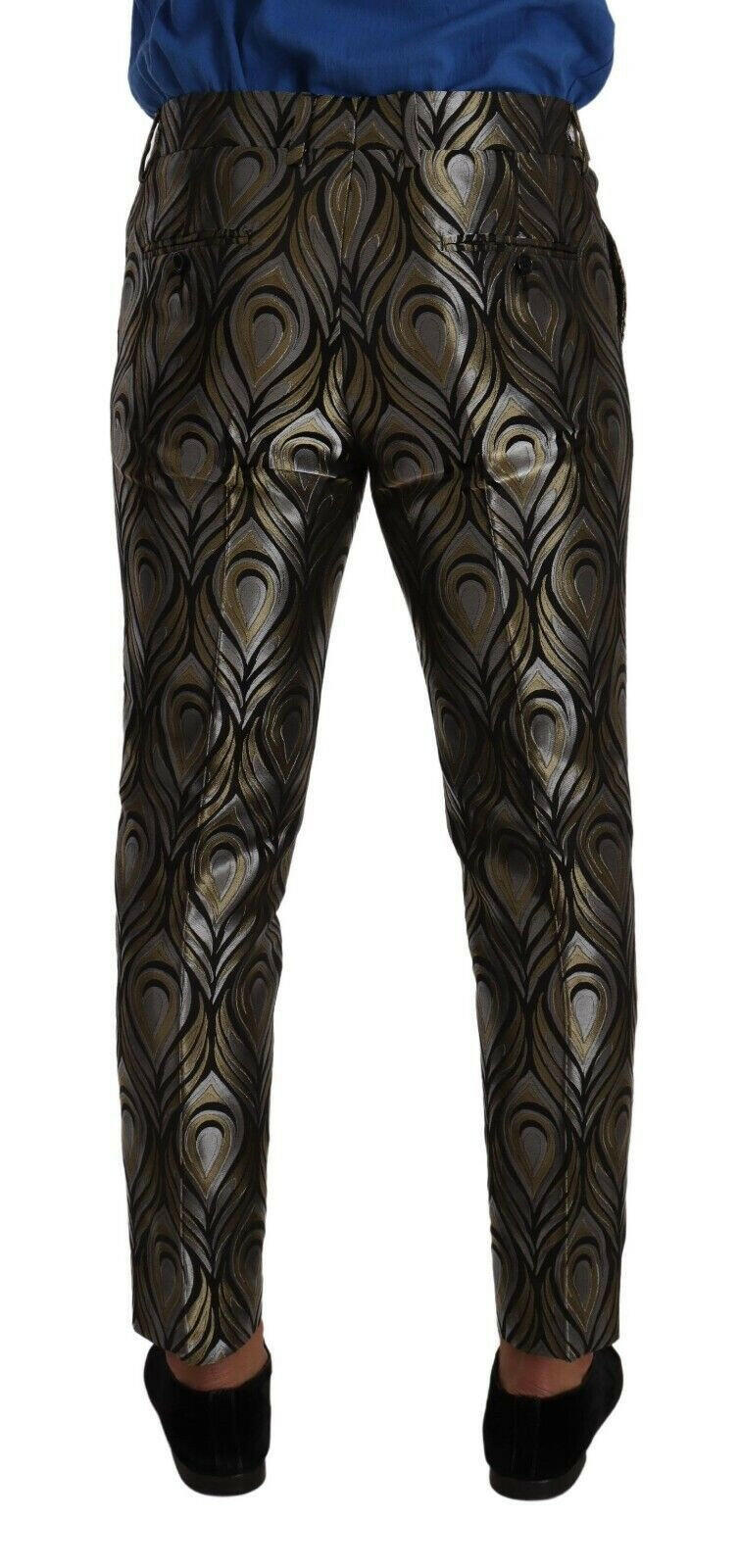 Dolce & Gabbana Silver Gold Jacquard Men Trouser Dress Pants -   -  Dolce & Gabbana.