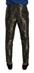 Dolce & Gabbana Silver Gold Jacquard Men Trouser Dress Pants -   -  Dolce & Gabbana.