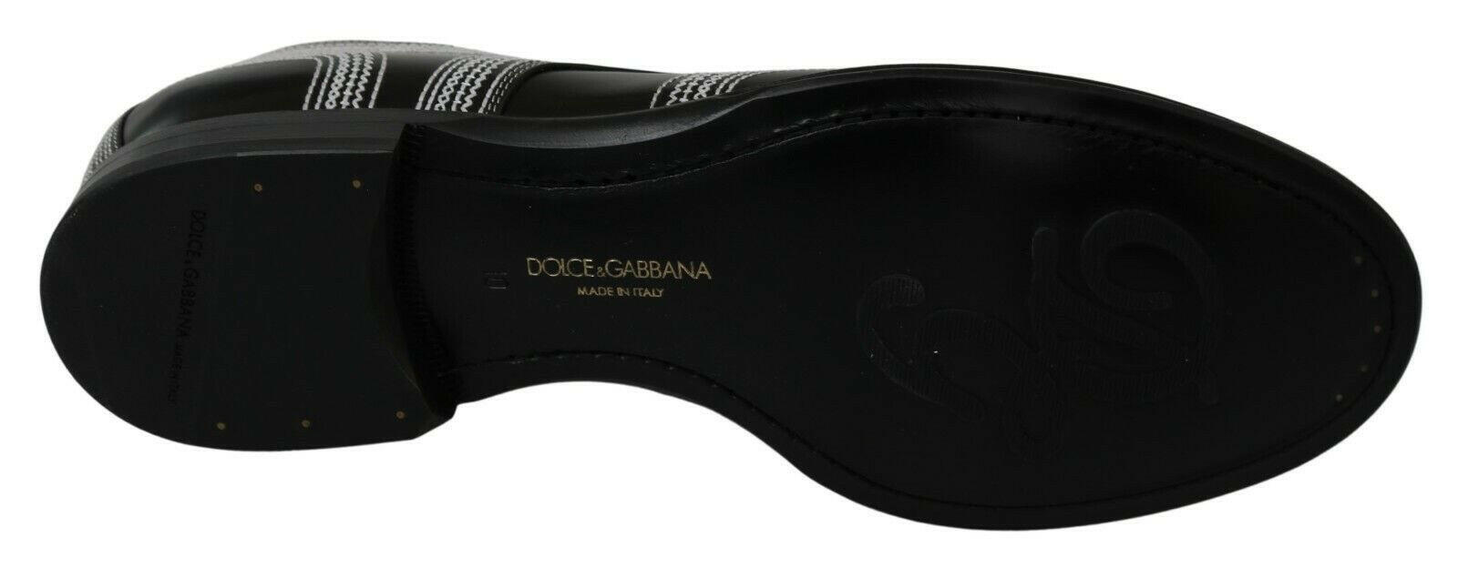 Dolce & Gabbana Black Leather Derby Formal White Lace Shoes -   -  Dolce & Gabbana.