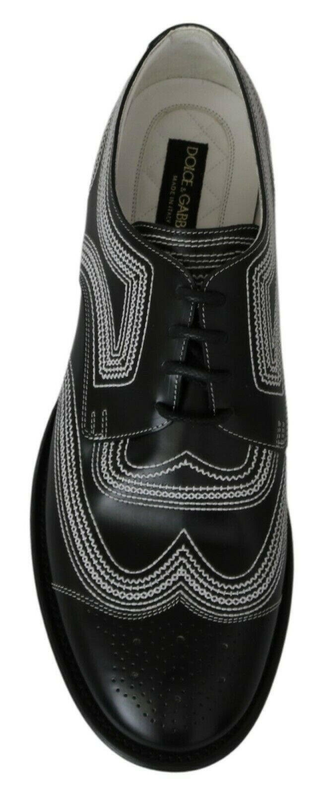 Dolce & Gabbana Black Leather Derby Formal White Lace Shoes -   -  Dolce & Gabbana.