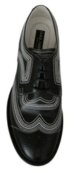 Dolce & Gabbana Black Leather Derby Formal White Lace Shoes -   -  Dolce & Gabbana.