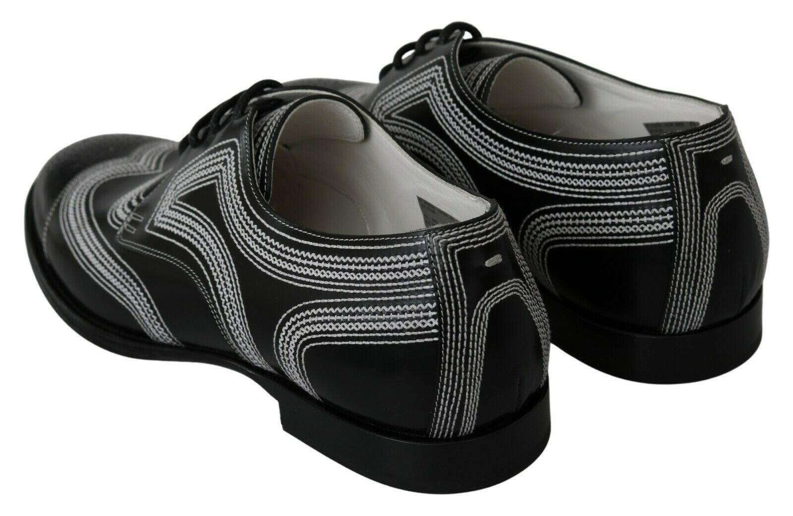 Dolce & Gabbana Black Leather Derby Formal White Lace Shoes -   -  Dolce & Gabbana.