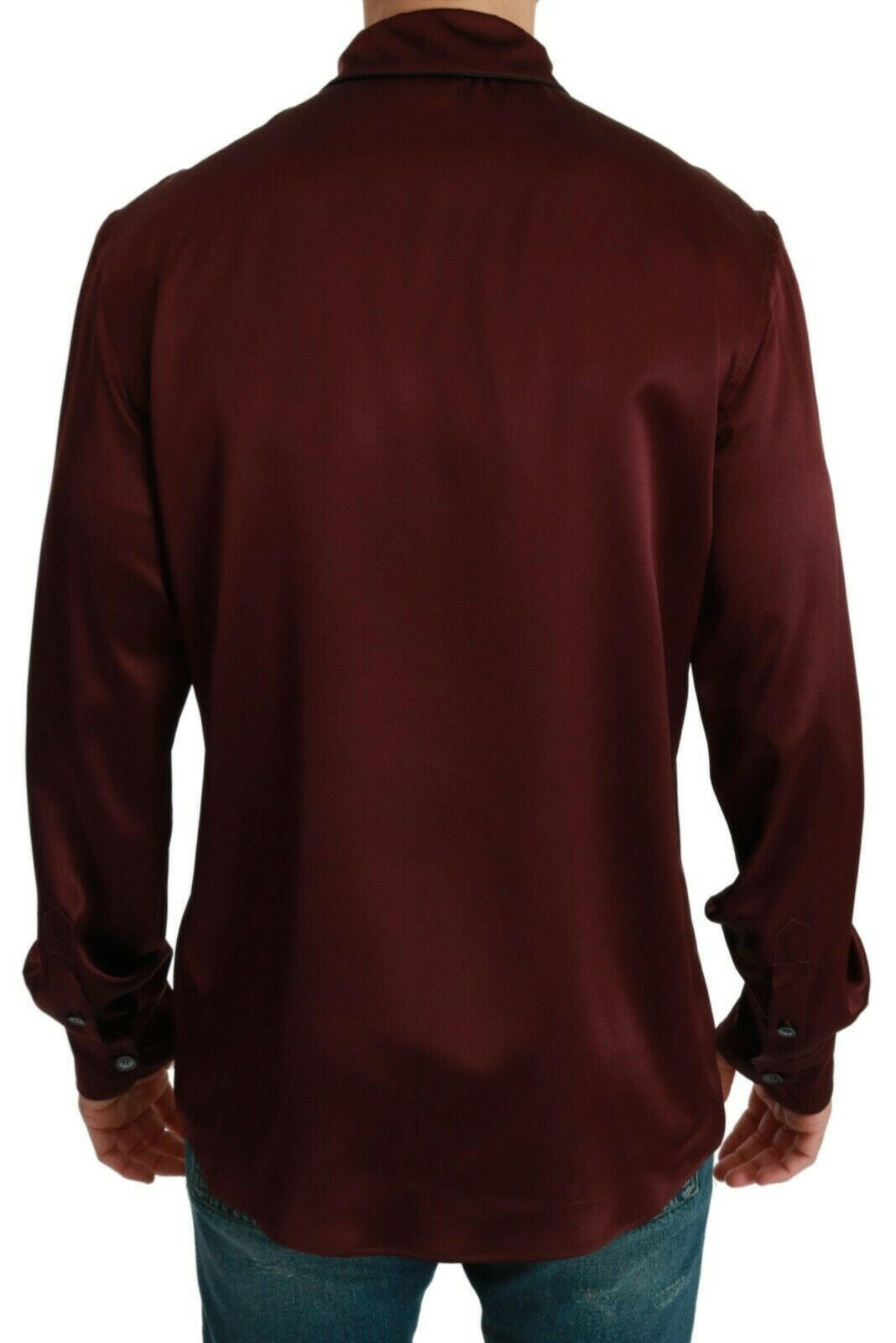 Dolce & Gabbana Bordeaux Silk Pajama Casual Shirt -   -  Dolce & Gabbana.