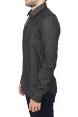 Ermanno Scervino Denim Jeans Cotton Casual Gray Stretch Shirt -   -  Ermanno Scervino.