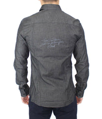 Ermanno Scervino Denim Jeans Cotton Casual Gray Stretch Shirt -   -  Ermanno Scervino.