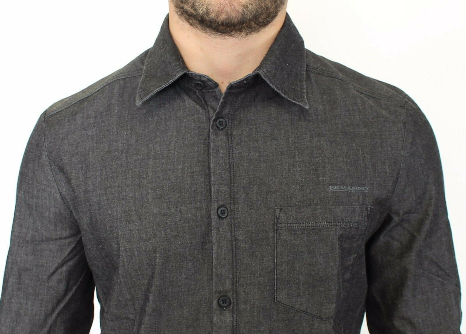 Ermanno Scervino Denim Jeans Cotton Casual Gray Stretch Shirt -   -  Ermanno Scervino.