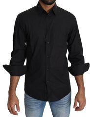 Dolce & Gabbana Black Cotton Formal Dress Men Top Shirt -   -  Dolce & Gabbana.