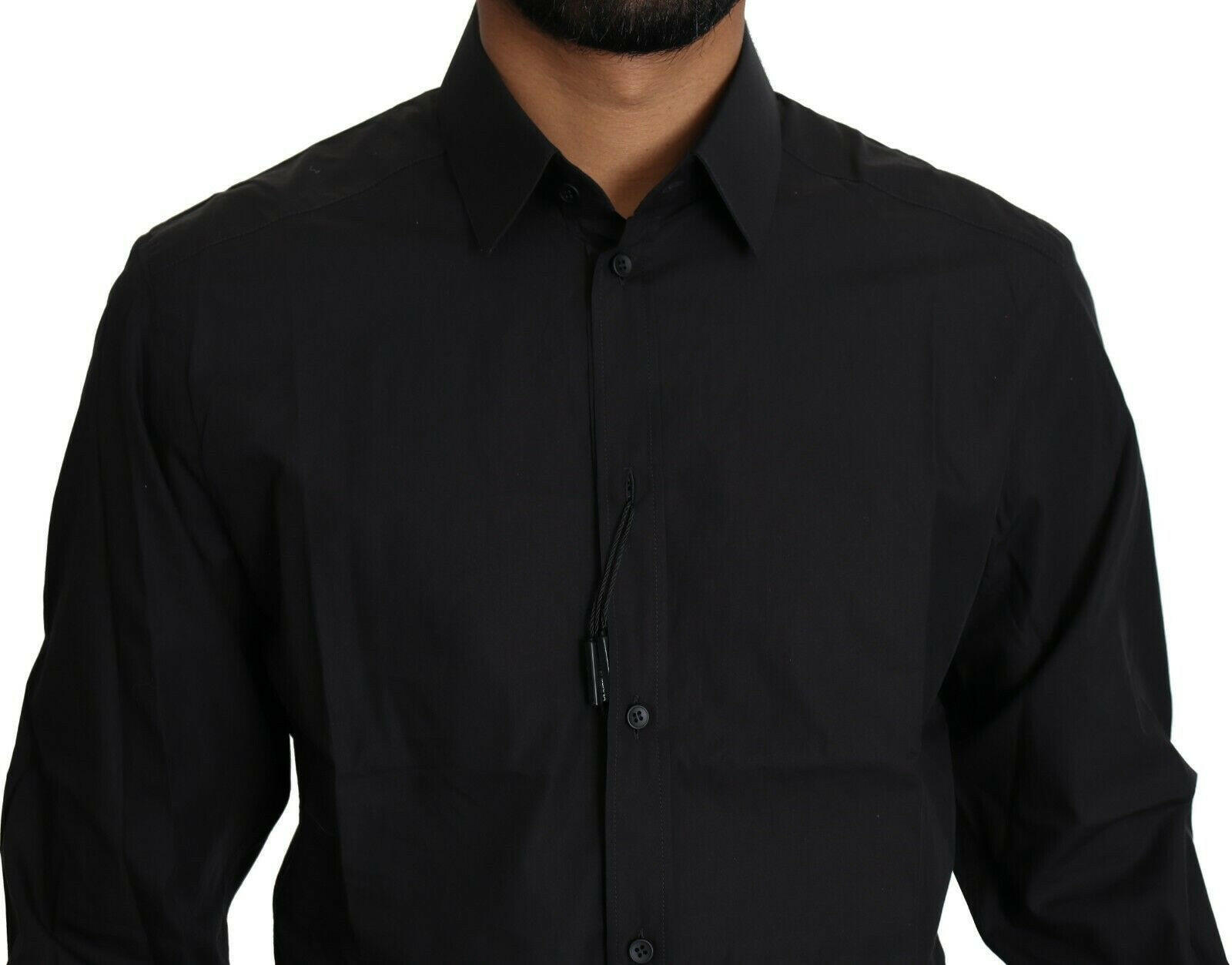 Dolce & Gabbana Black Cotton Formal Dress Men Top Shirt -   -  Dolce & Gabbana.