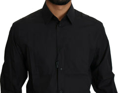 Dolce & Gabbana Black Cotton Formal Dress Men Top Shirt -   -  Dolce & Gabbana.
