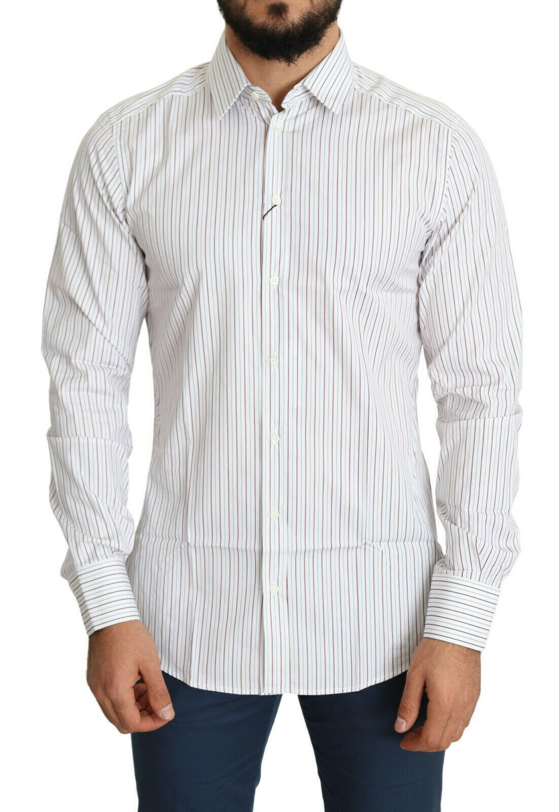 Dolce & Gabbana White Striped Formal MARTINI Shirt -   -  Dolce & Gabbana.