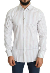 Dolce & Gabbana White Striped Formal MARTINI Shirt -   -  Dolce & Gabbana.