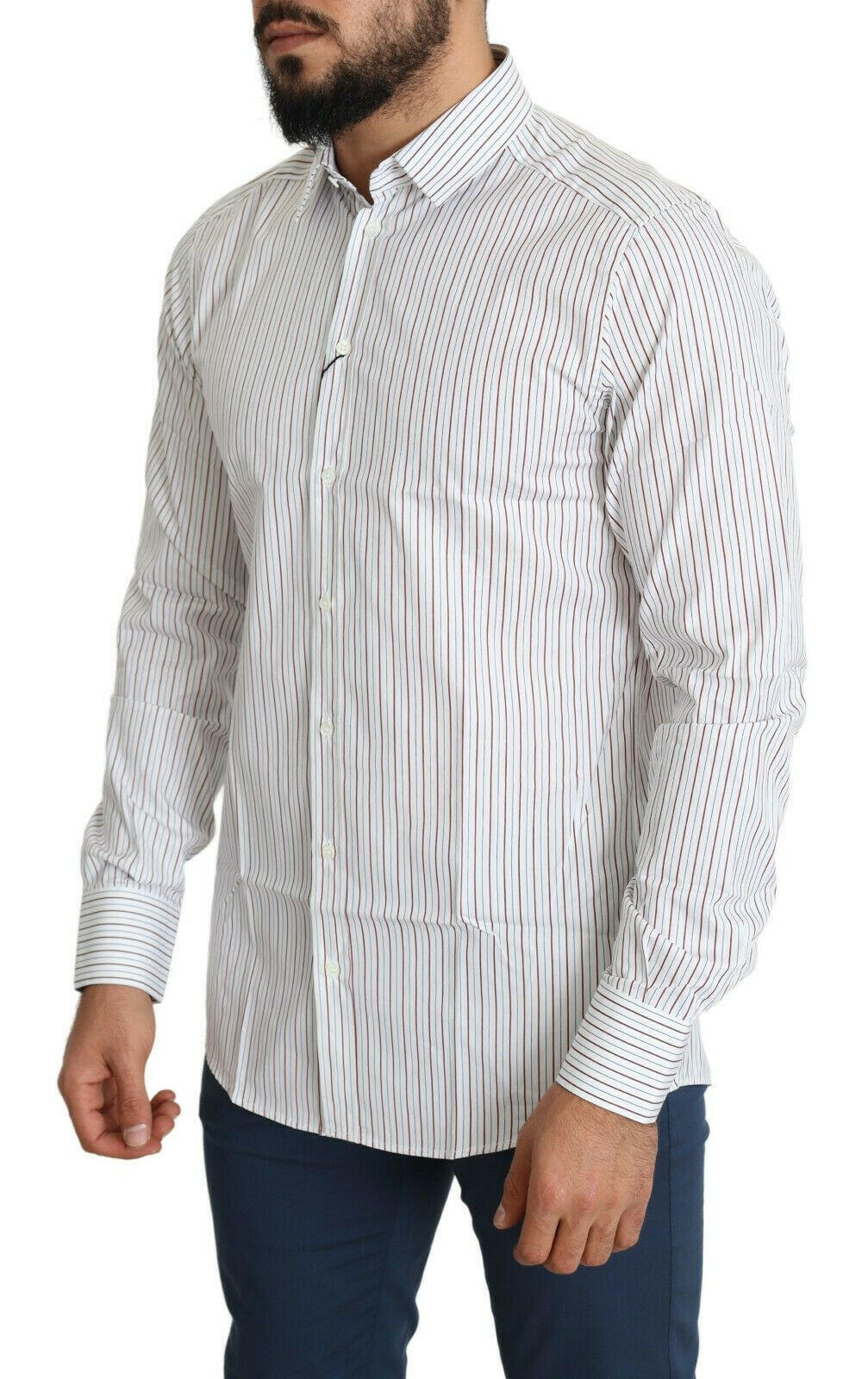 Dolce & Gabbana White Striped Formal MARTINI Shirt -   -  Dolce & Gabbana.