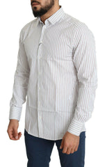 Dolce & Gabbana White Striped Formal MARTINI Shirt -   -  Dolce & Gabbana.