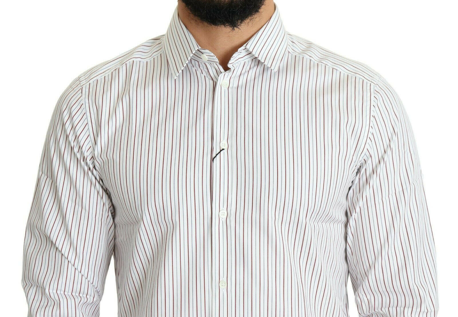 Dolce & Gabbana White Striped Formal MARTINI Shirt -   -  Dolce & Gabbana.
