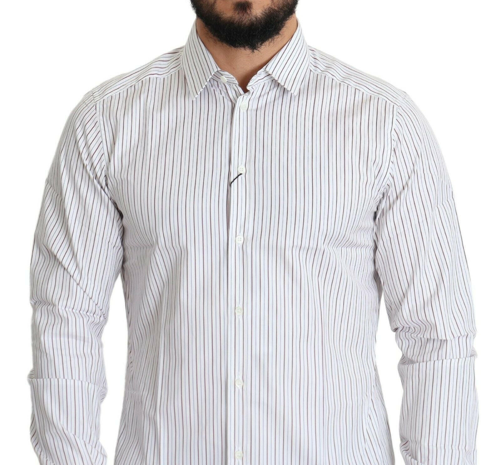 Dolce & Gabbana White Striped Formal MARTINI Shirt -   -  Dolce & Gabbana.