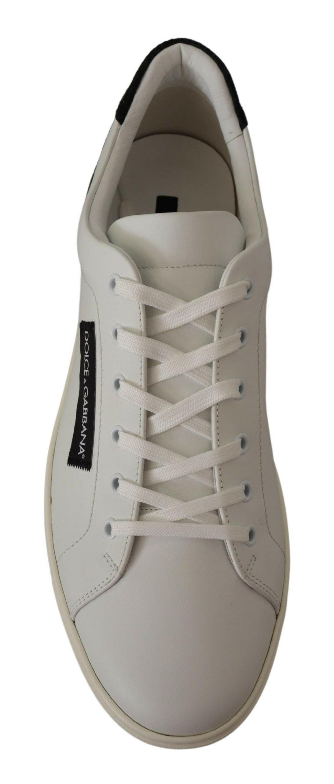 Dolce & Gabbana White Black Leather Low Shoes Sneakers -   -  Dolce & Gabbana.