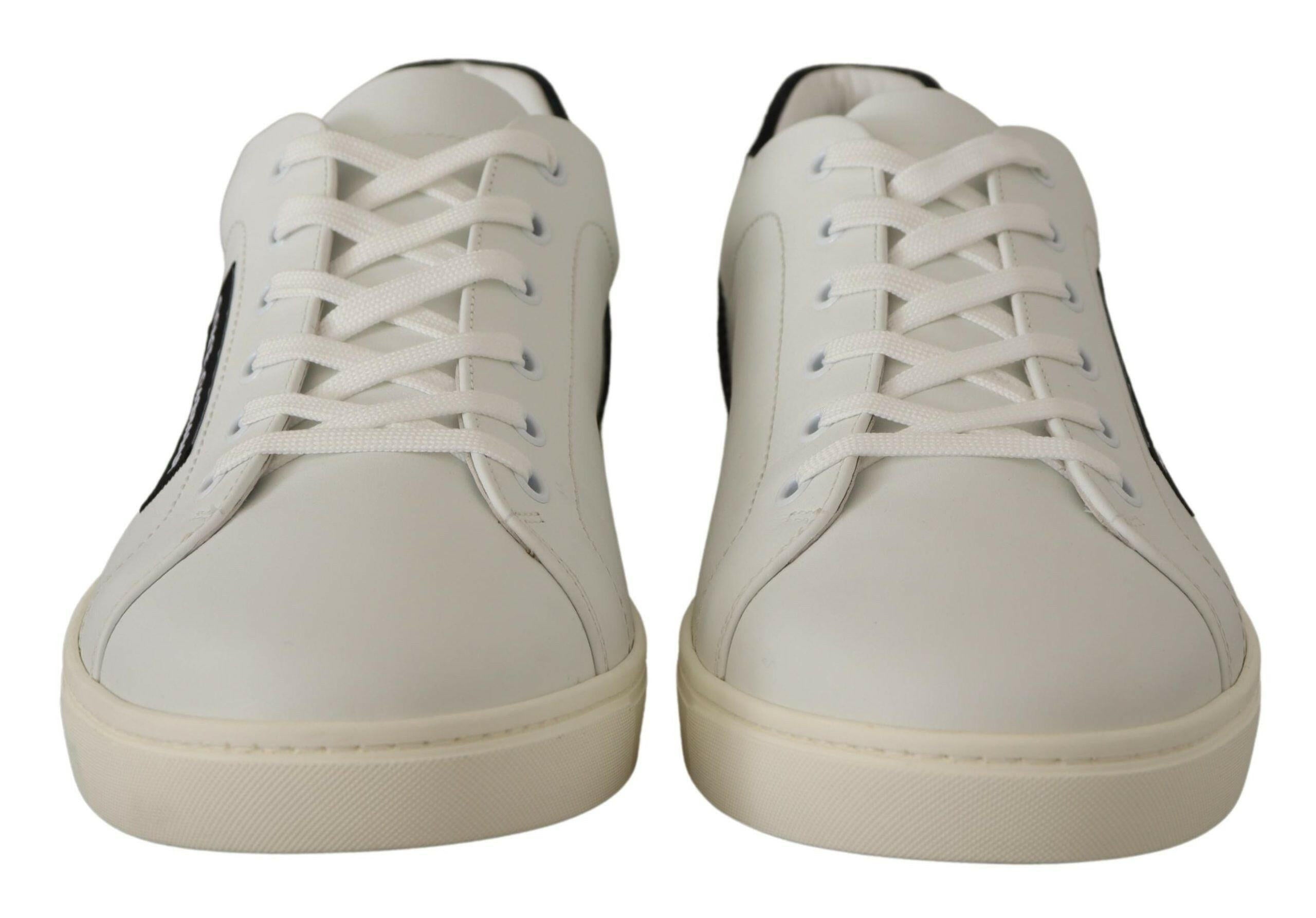 Dolce & Gabbana White Black Leather Low Shoes Sneakers -   -  Dolce & Gabbana.