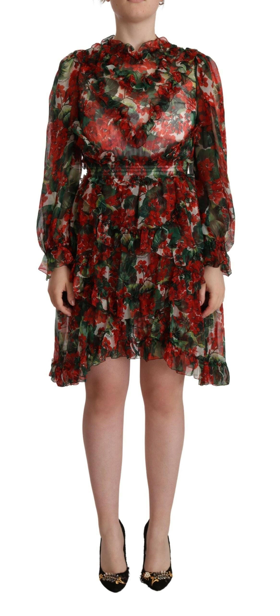 Dolce & Gabbana Multicolor Red Floral Silk Long Maxi Dress -   -  Dolce & Gabbana.