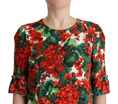 Dolce & Gabbana Multicolor Red Floral Shift Gown Dress -   -  Dolce & Gabbana.