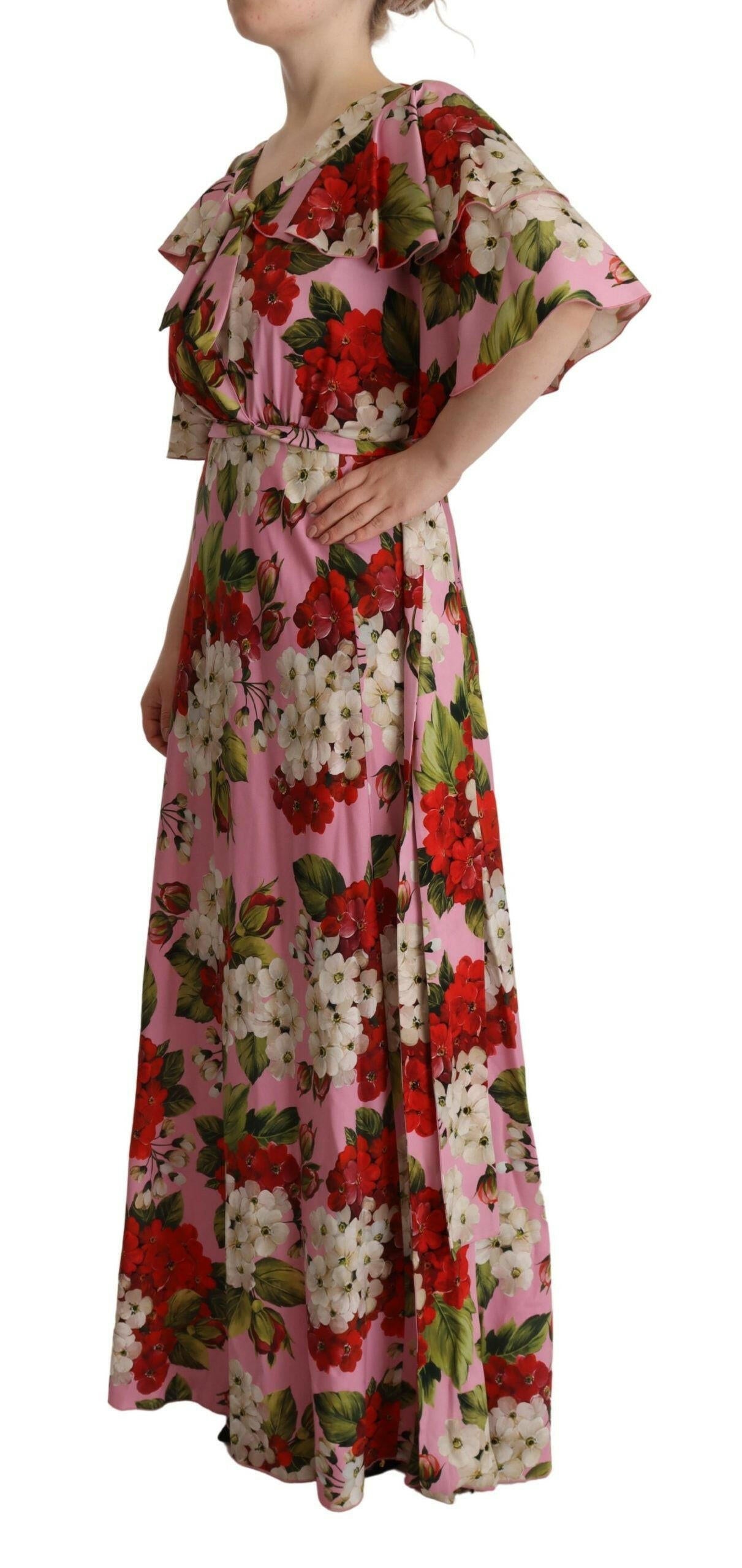 Dolce & Gabbana Pink Floral Silk Stretch Gown Maxi Dress -   -  Dolce & Gabbana.