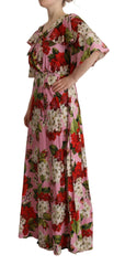 Dolce & Gabbana Pink Floral Silk Stretch Gown Maxi Dress -   -  Dolce & Gabbana.