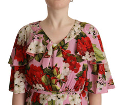 Dolce & Gabbana Pink Floral Silk Stretch Gown Maxi Dress -   -  Dolce & Gabbana.