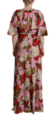 Dolce & Gabbana Pink Floral Silk Stretch Gown Maxi Dress -   -  Dolce & Gabbana.