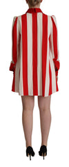Dolce & Gabbana White Red Stretch Mini Shirt Gown Dress -   -  Dolce & Gabbana.
