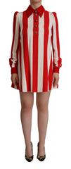 Dolce & Gabbana White Red Stretch Mini Shirt Gown Dress -   -  Dolce & Gabbana.