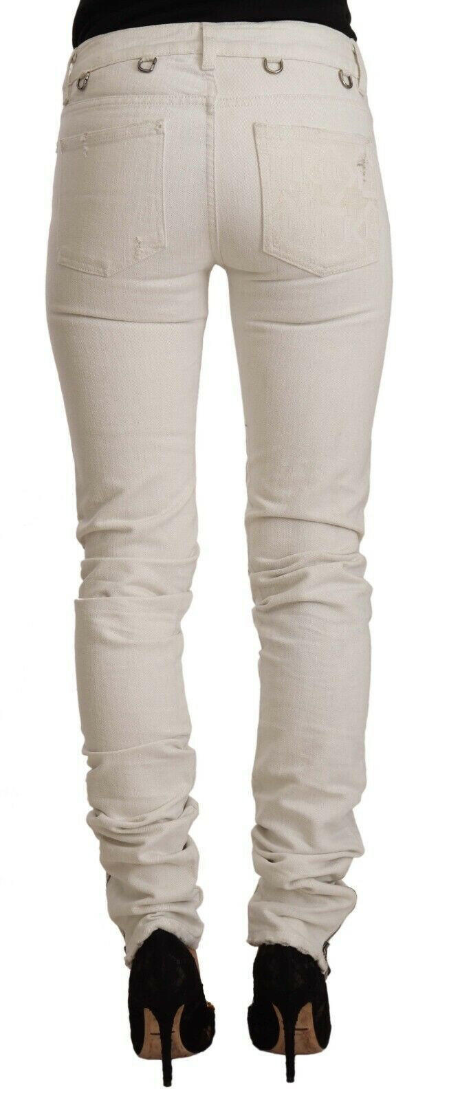 Karl Lagerfeld White Mid Waist Cotton Denim Slim Fit Jeans -   -  Karl Lagerfeld.