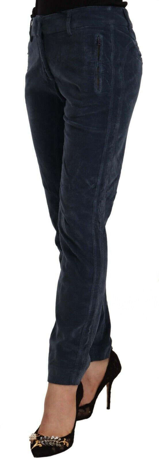 Peserico Blue Mid Waist Cotton Stretch Tapered Pants -   -  Peserico.