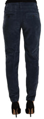 Peserico Blue Mid Waist Cotton Stretch Tapered Pants -   -  Peserico.